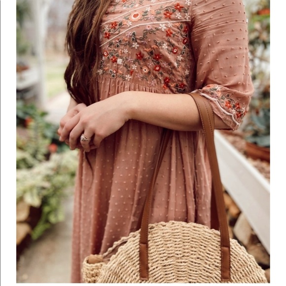 Embroidered Swiss Dot Dress - Picture 2 of 3